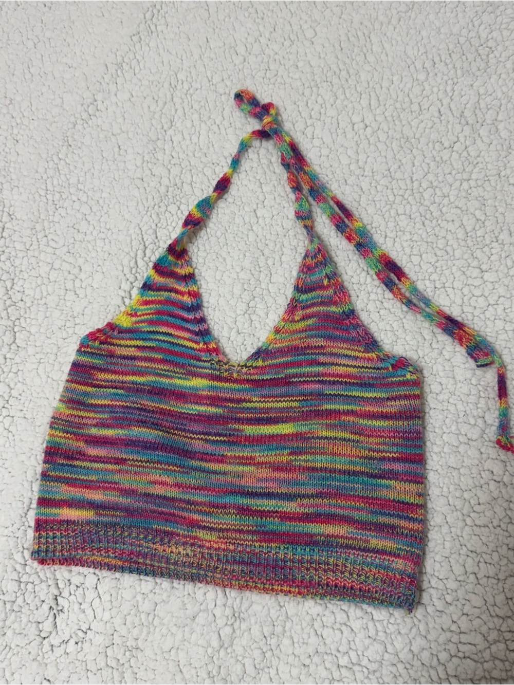 Hand-Knit Multicolor Crop Halter Bag